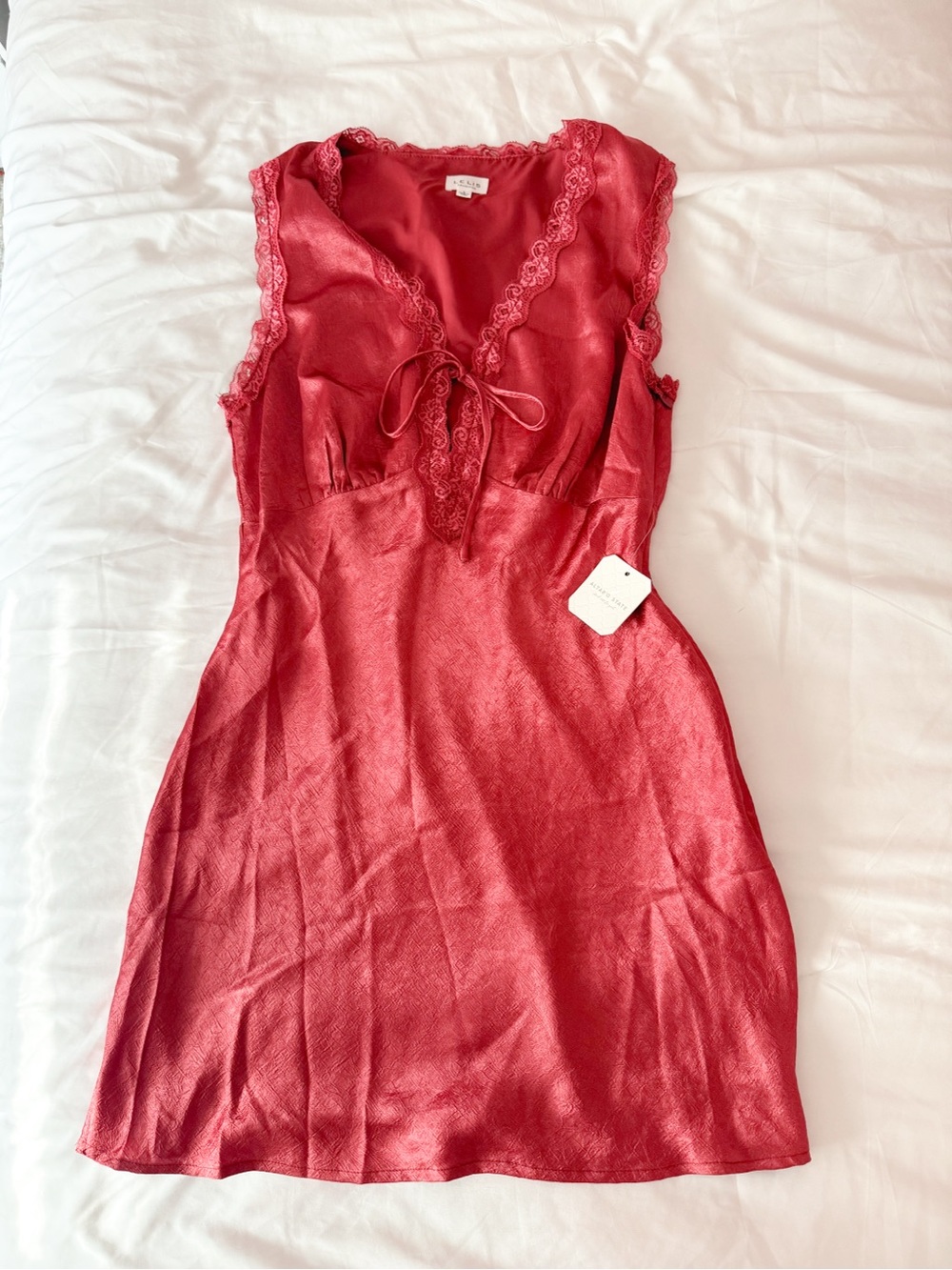 Altar’d State Blakely Dusty Red Satin Lace Mini Dress Size Large